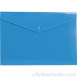 Папка-конверт на кнопке А4  непрозр синий